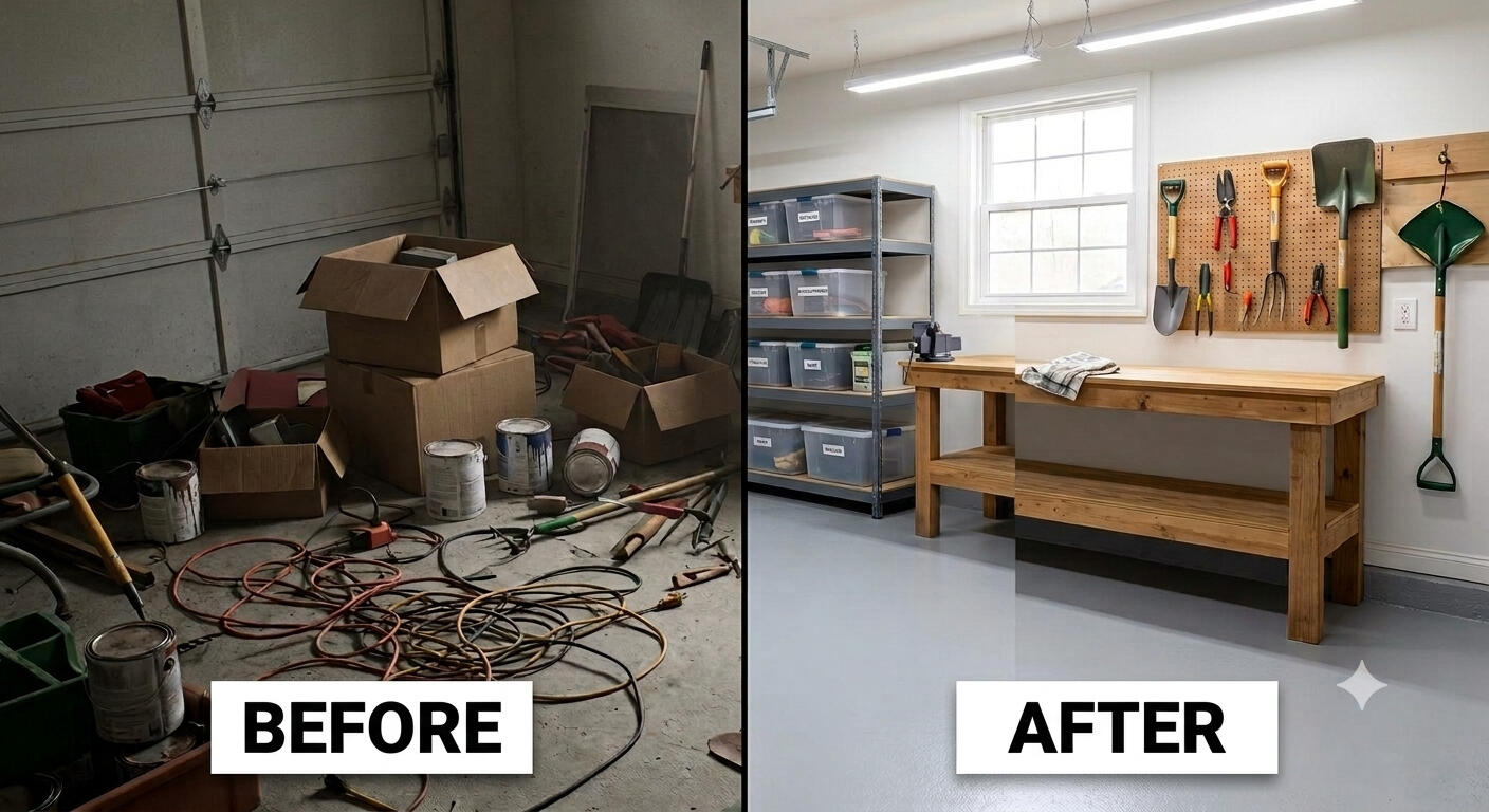 Full garage clean out. Before